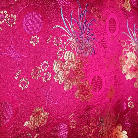 Solz Squirrel Vintage Chinese Satin Kimono One Size Pink Embroidered floral - Picture 5 of 14